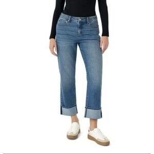 Edited by Hunter McGrady Women's Cuffed Wide Leg Jean Size 10 Medium Wash